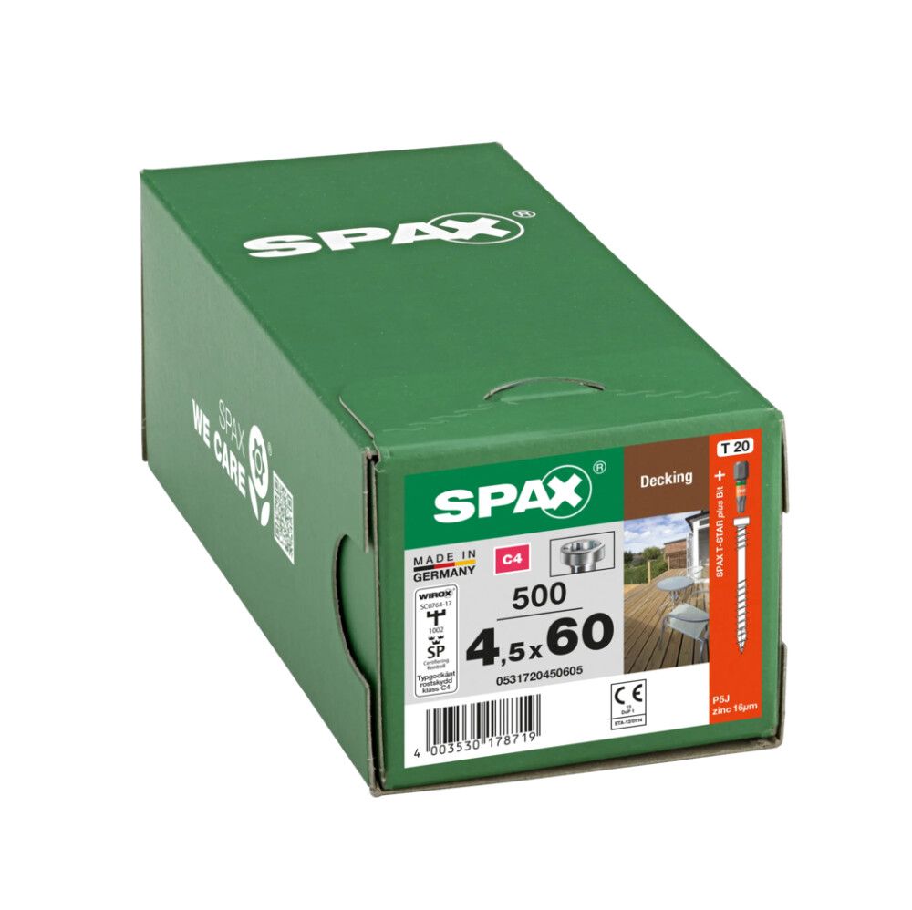 TERRASSESKRUE SPAX PRO C4 T20 4,5 X 60 MM 500 STK