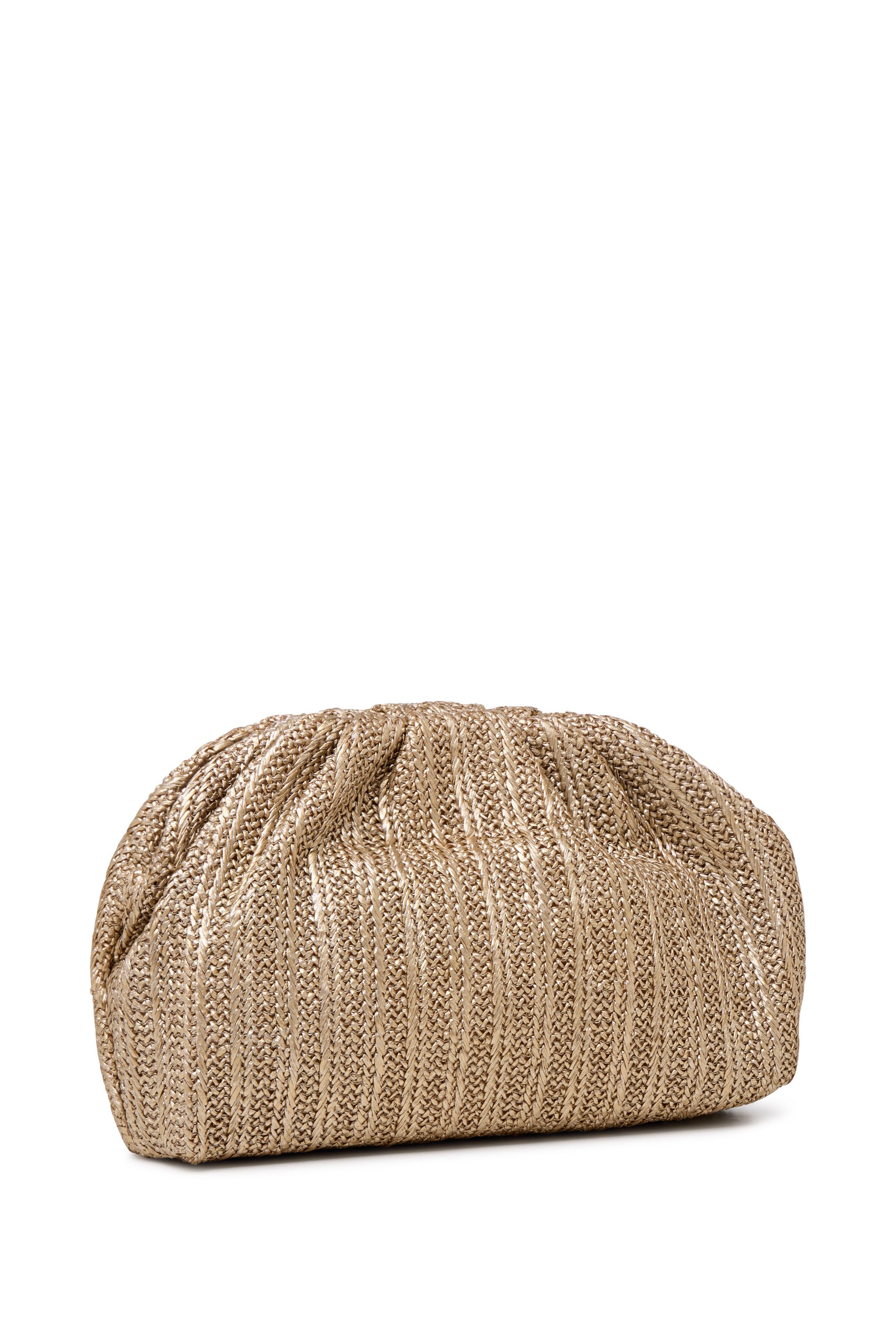 Paradox London Ocean Metallic Raffia Pleated Clutch Bag