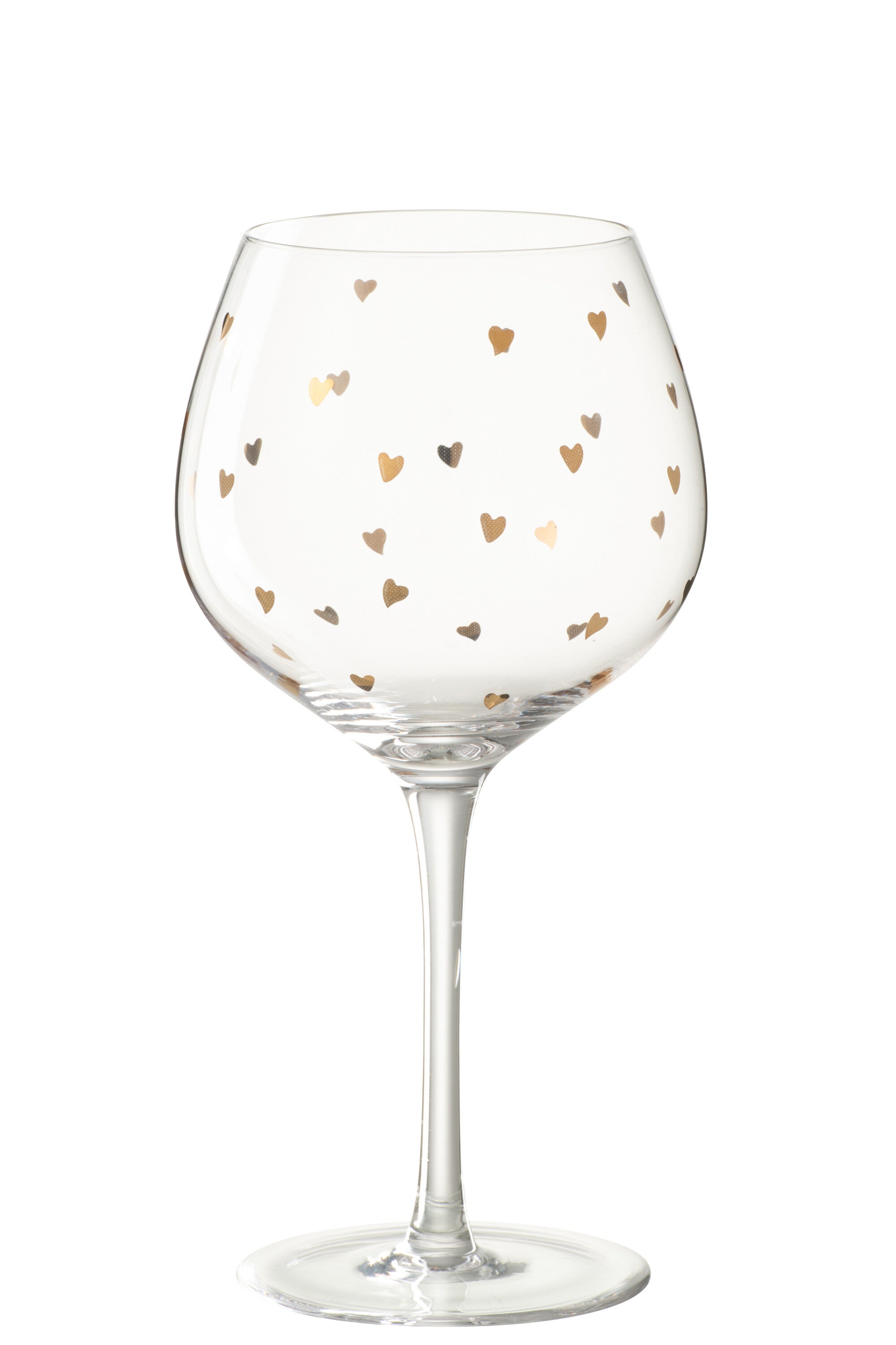J-Line wijnglas Hart - glas - transparant/goud