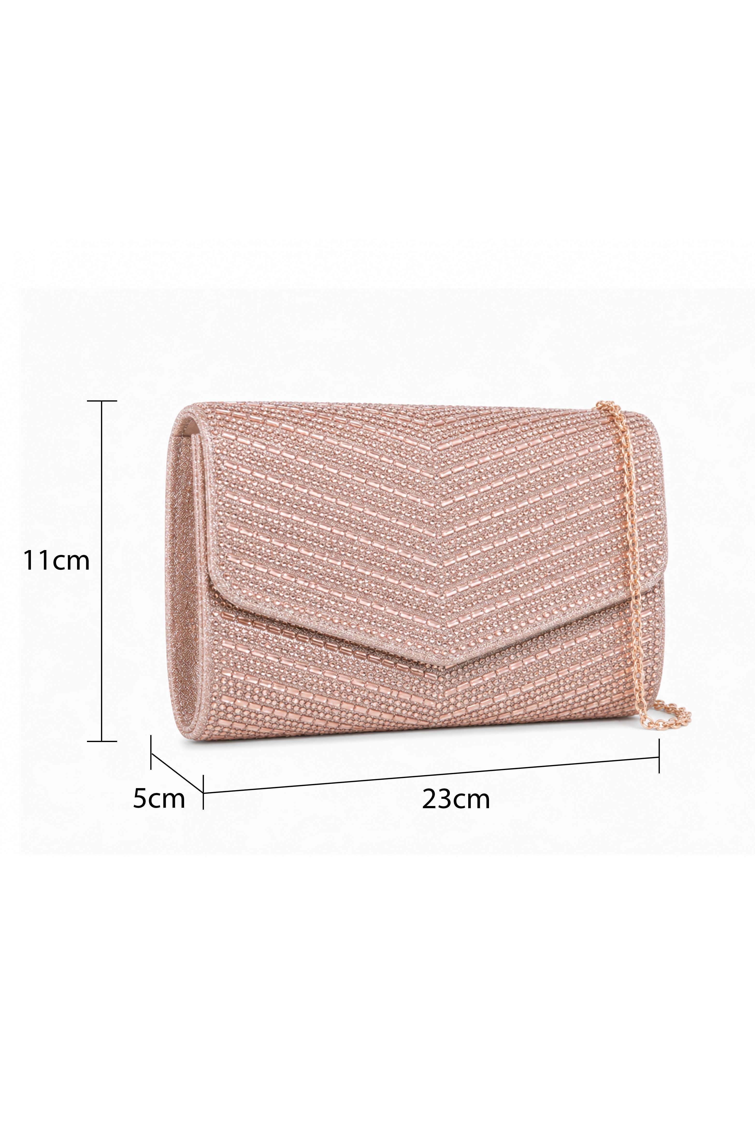 Kitise Shiny Rhinestone V Shape Envelope Clutch Evening Bag