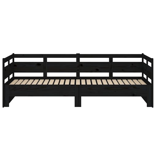 NNEVL Pull-out Day Bed Black Solid Wood Pine 2x(92x187) cm