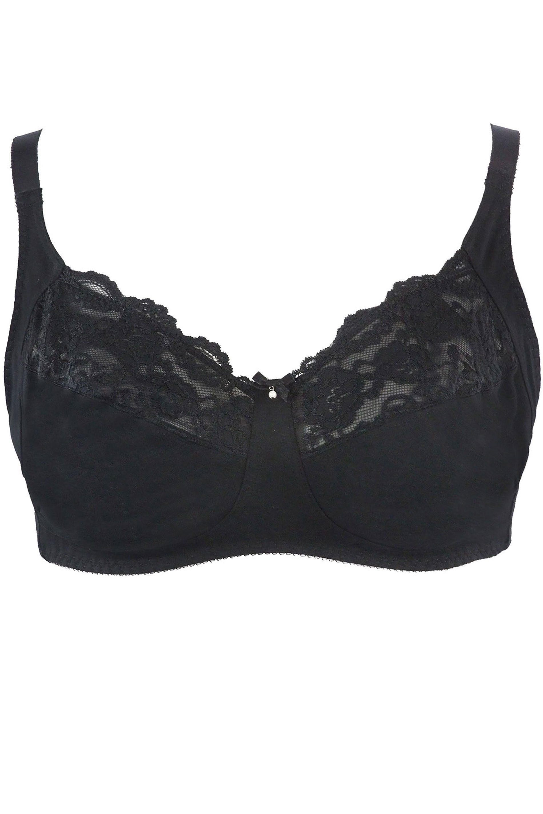 Yours Non-Wired Cotton Bra With Lace Trim