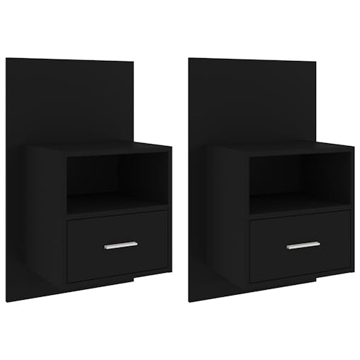 NNEVL Wall-mounted Bedside Cabinets 2 pcs Black