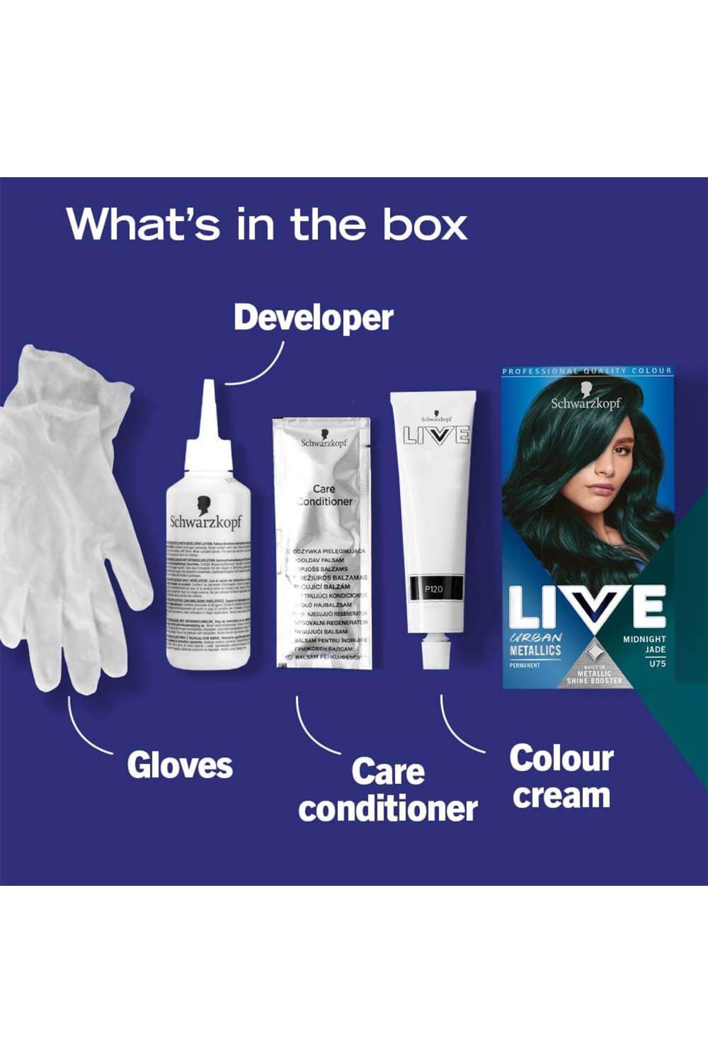 Schwarzkopf Live Urban Metallics 'Hair Dye' U75 Midnight Jade 3x