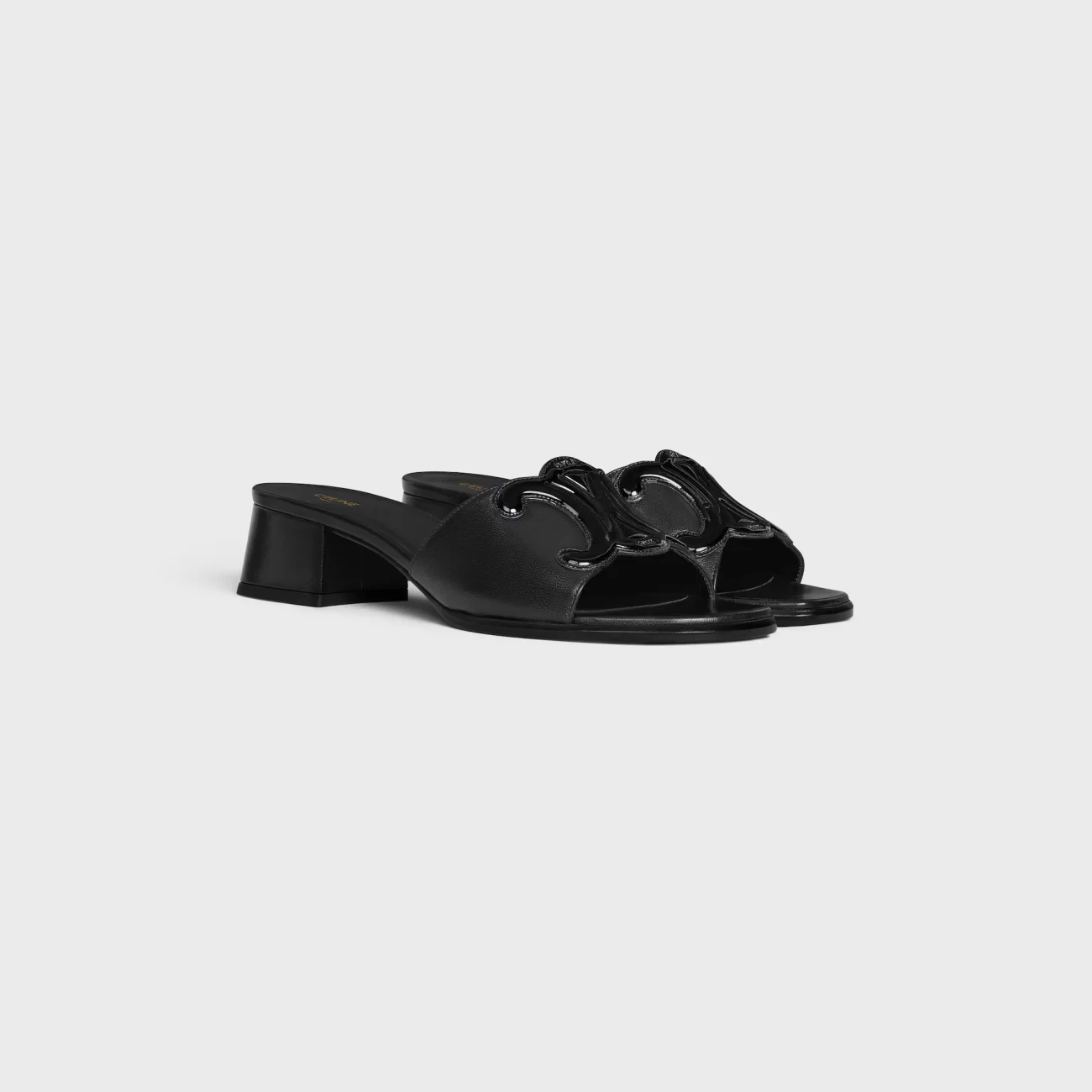 CELINE CLEMENCE MULE IN LAMBSKIN AND PATENT CALFSKIN