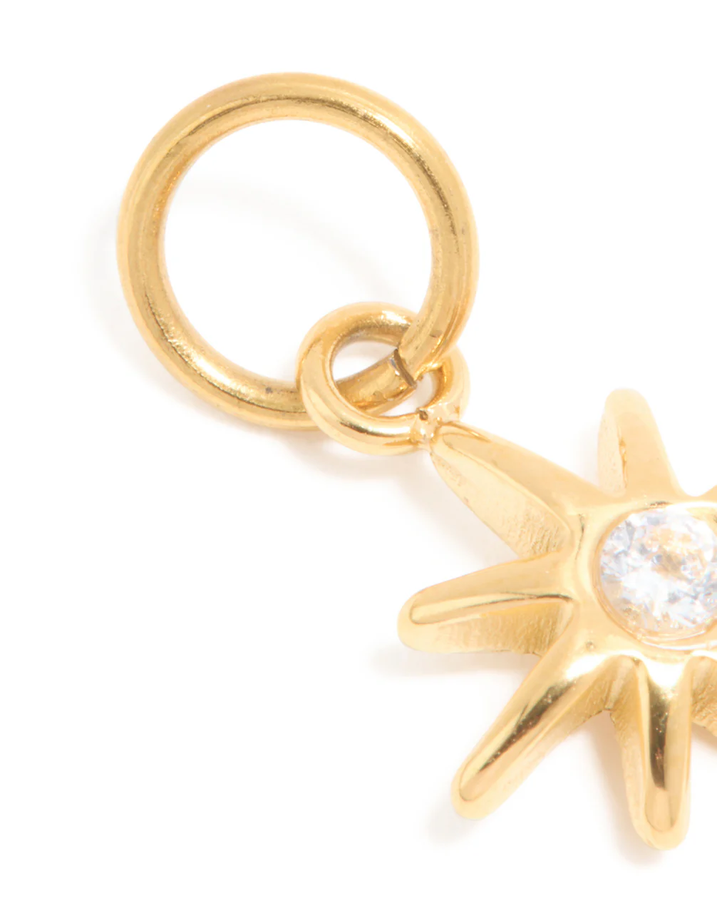 Waterproof Gold Plated Stainless Steel Cubic Zirconia Eight-Point Star Charm