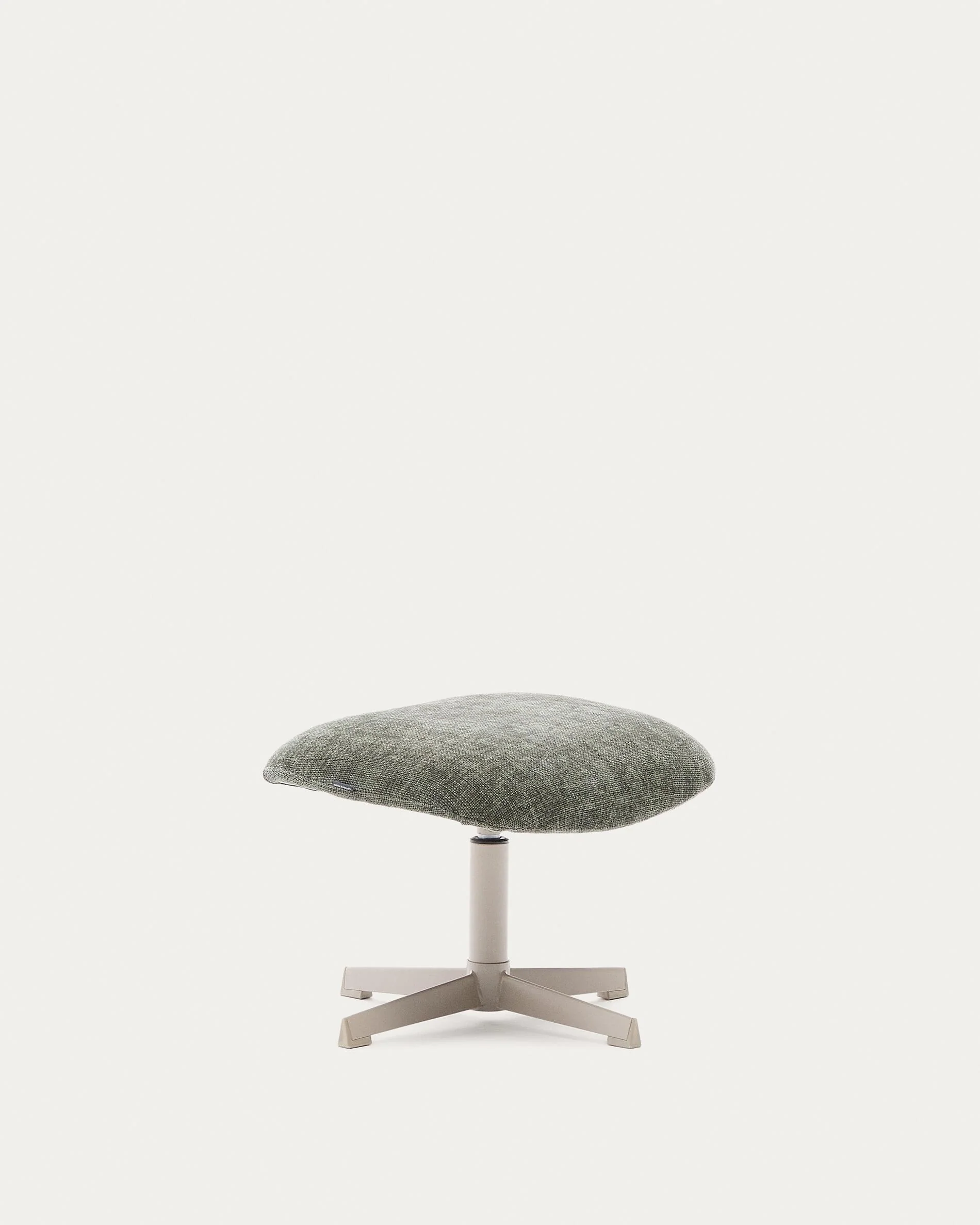 Teryl swivel footrest in green chenille and metal with a grey finish FSC™ 100%.