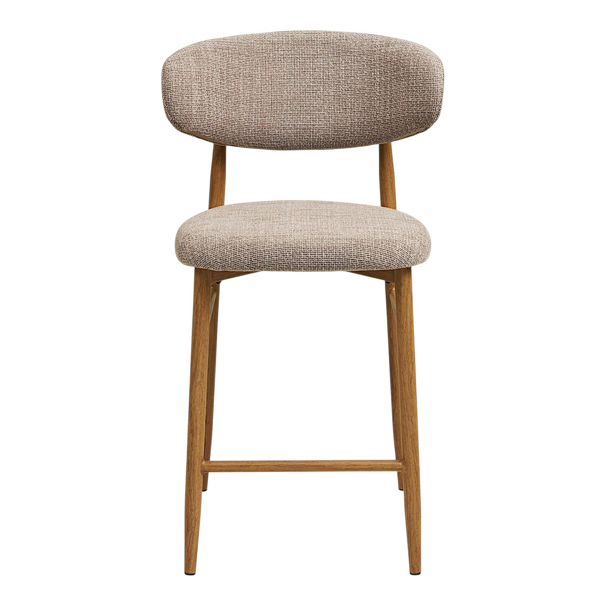 Chaise de bar sable avec repose-pieds effet bois clair (lot de 2) AMSTERDAM
