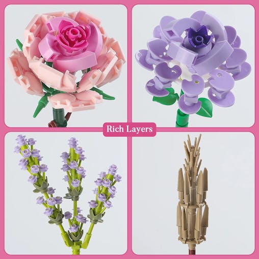 NNEOBA 393 PCS Mini Bricks Flower Bouquet Building