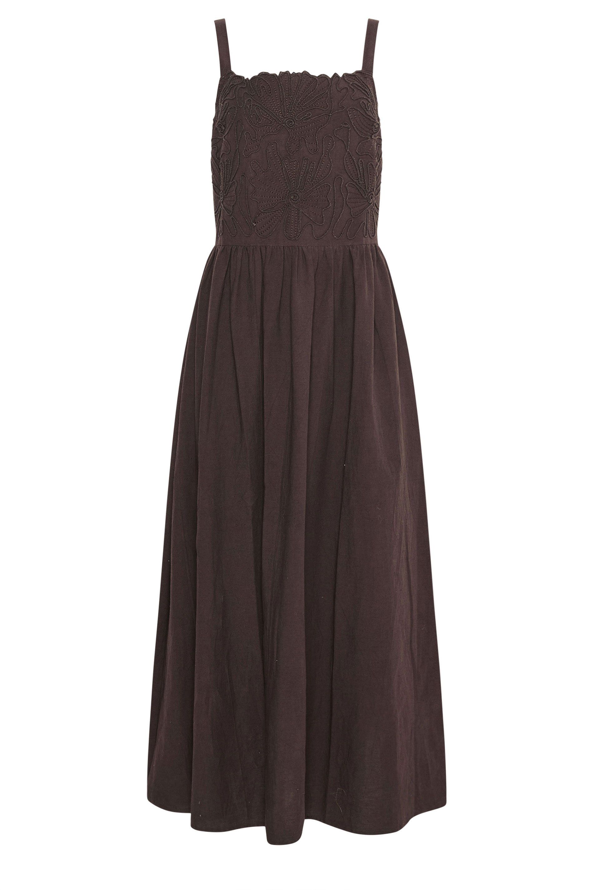 M&Co Linen Embroidered Trim Maxi Dress