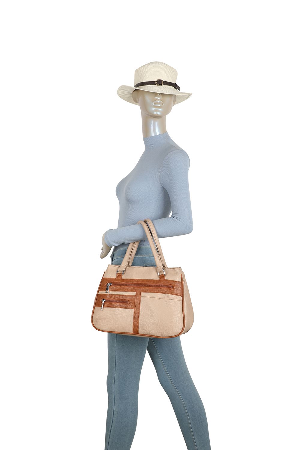 Fontanella Fashion Bravura PU Leather 2 Compartments Multi Pocket Practical Hobo Bag