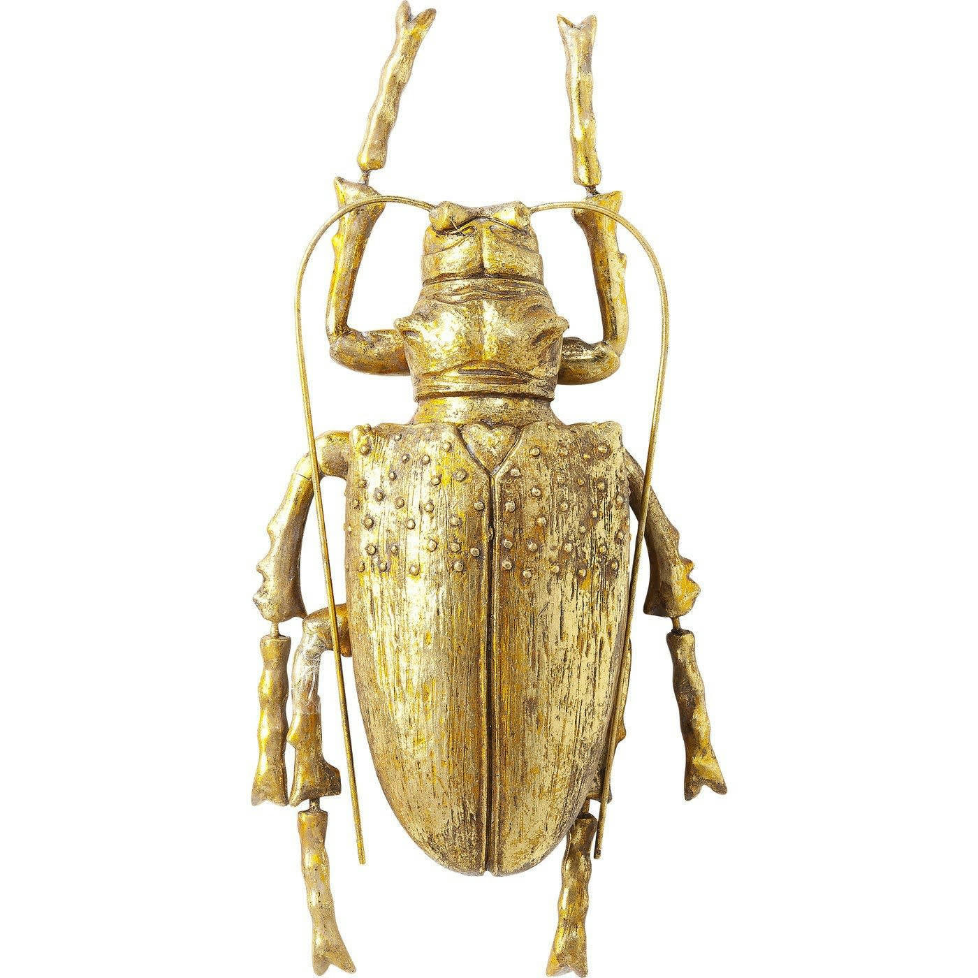 BEETLE - Déco murale insecte longicorne en polyrésine dorée