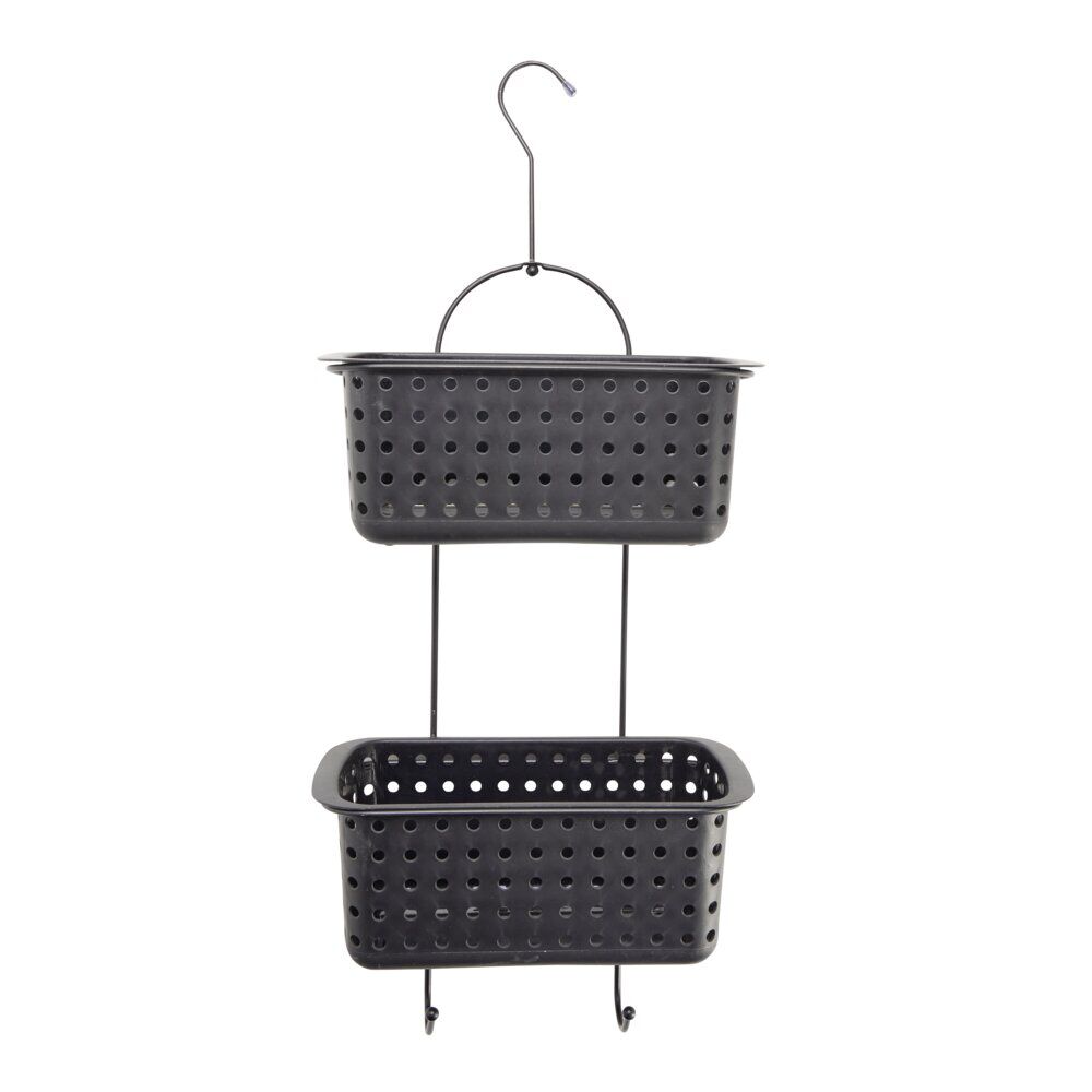Serviteur de douche à suspendre 2 paniers plastique noir 29,5x14xH70cm