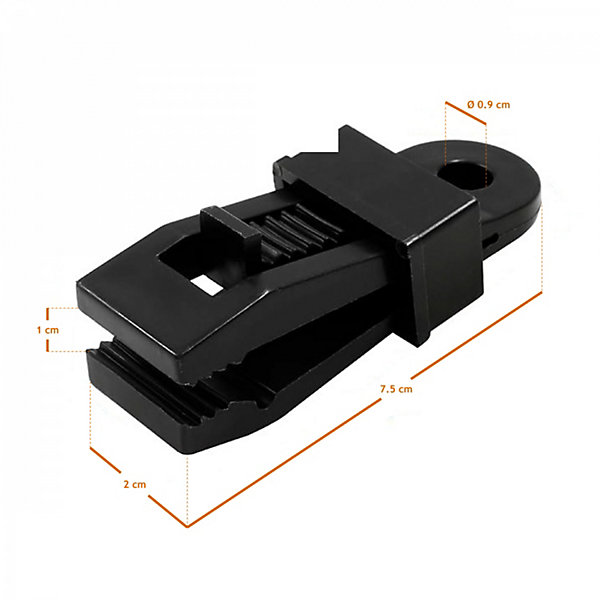 Lot de 10 pinces à tendre, clips pour bâches ou toiles - Noir - Linxor