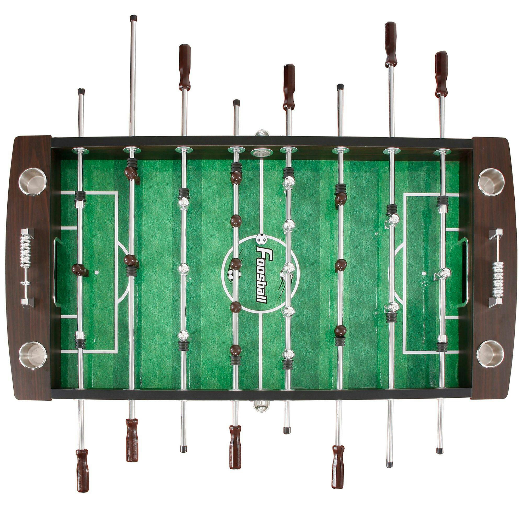 Hathaway Primo Foosball Soccer Game Table w/ Built-In Drink Holders, Wood Finish, 56-in