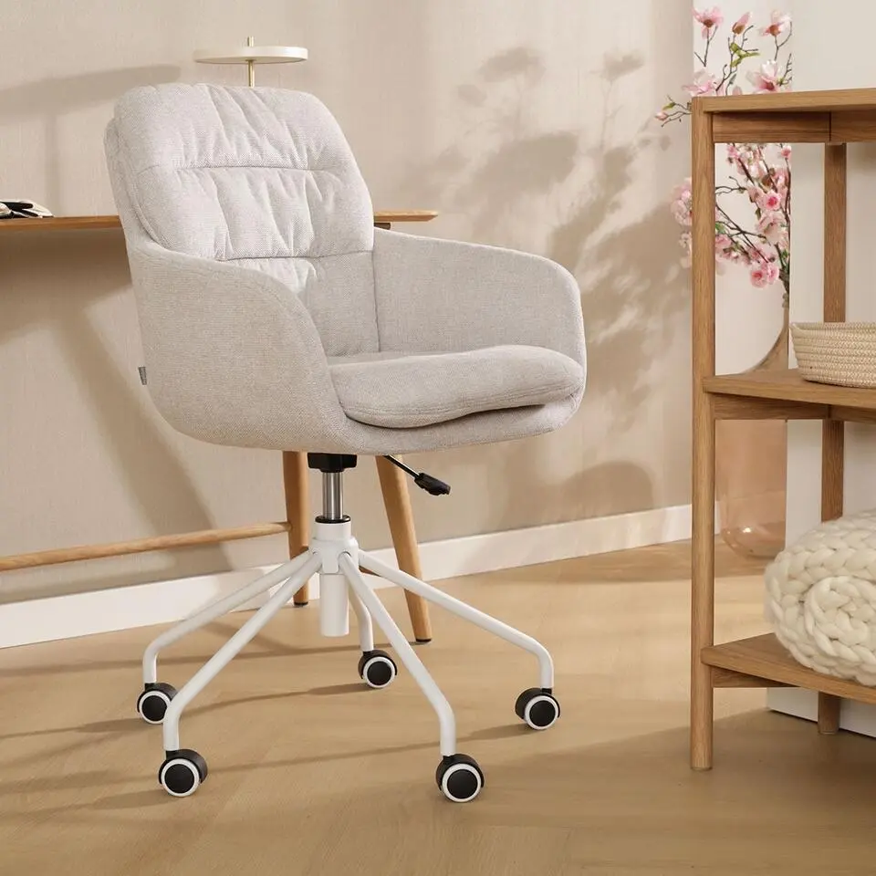 Nolon Nout-Mia Bureaustoel Beige - met Armleuning - Wit