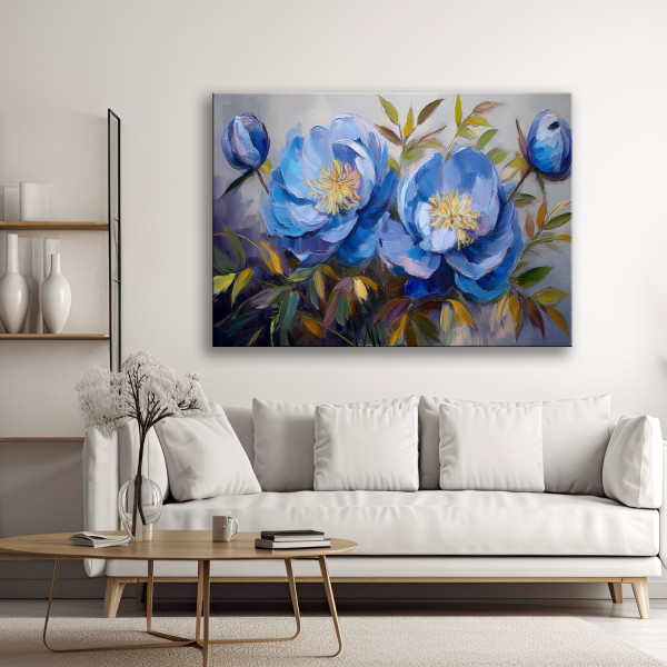 Feeby Obraz na płótnie, Piwonie Peonie Kwiaty Niebieskie 60x40