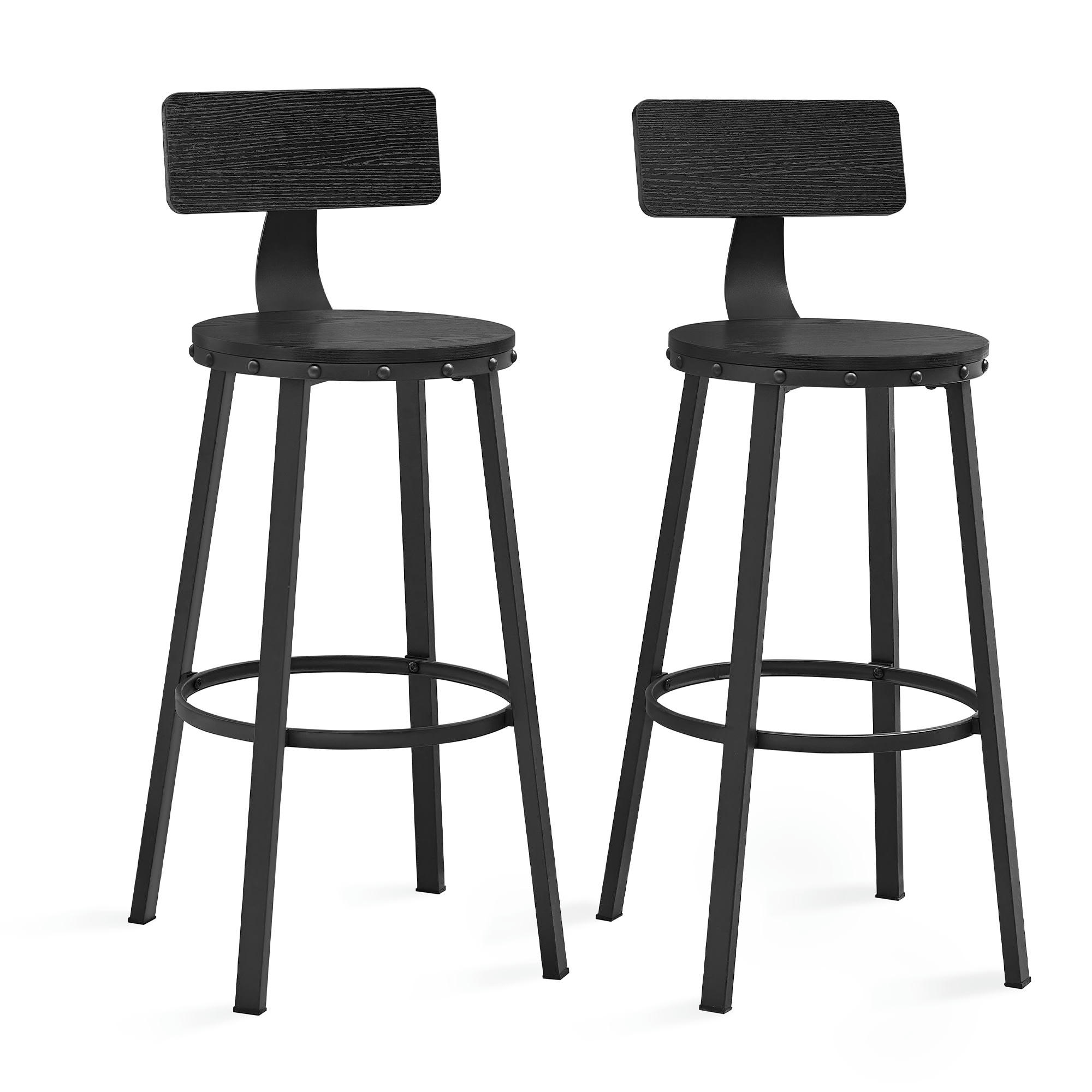 - Tabourets de bar industriel en simili cuir noir boisé