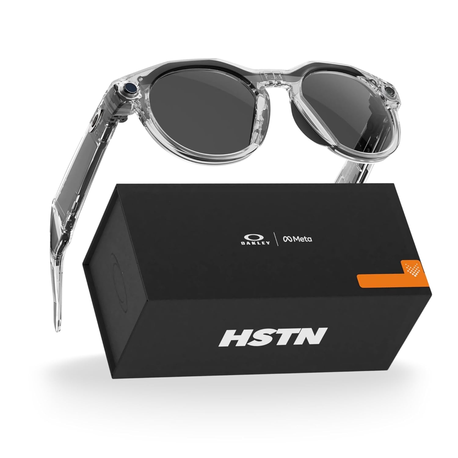 Oakley Meta HSTN  Clear | Smart AI Glasses for Men  Women — Performance for Sports  Athletes — Camera  Audio  Video — 8 Hour Battery — 3K HD Resolution — Clear to Grey Transitions® Lenses