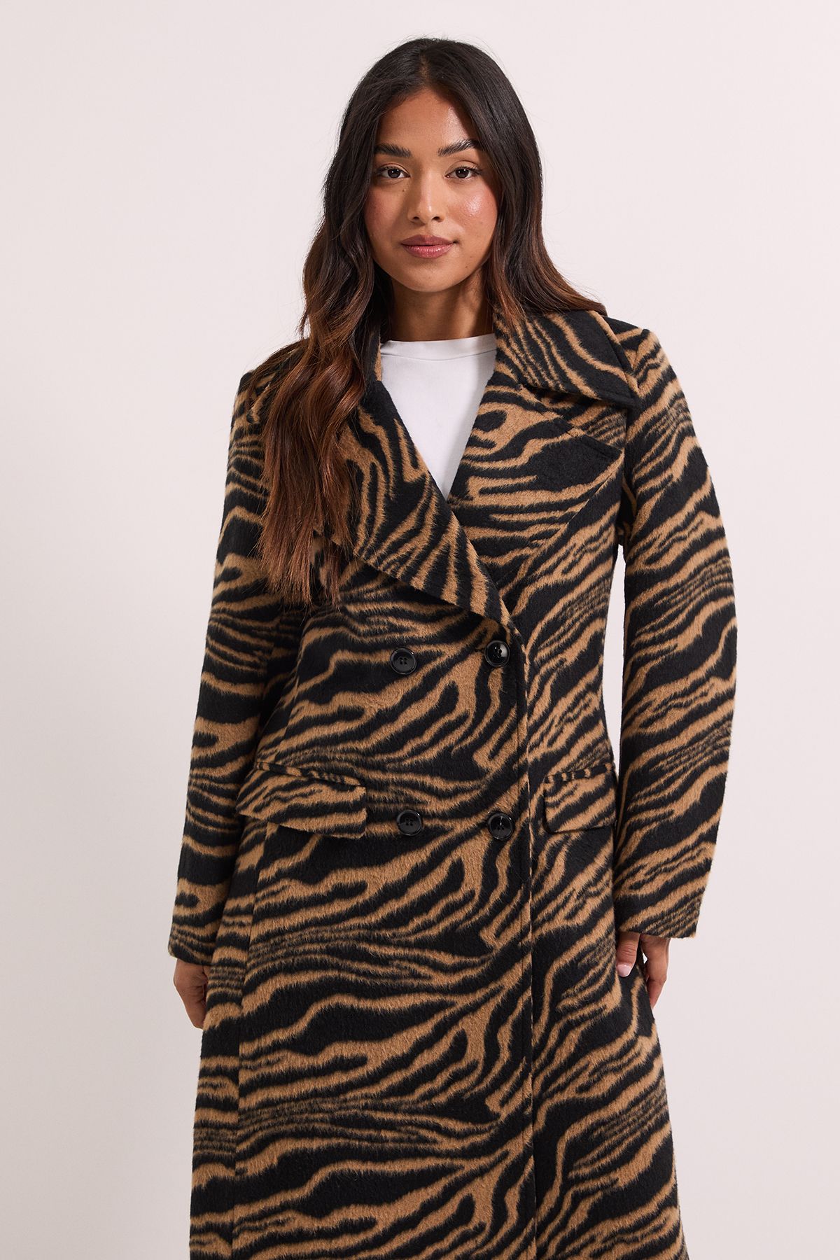 Dorothy Perkins Petite Zebra Double Breasted Coat