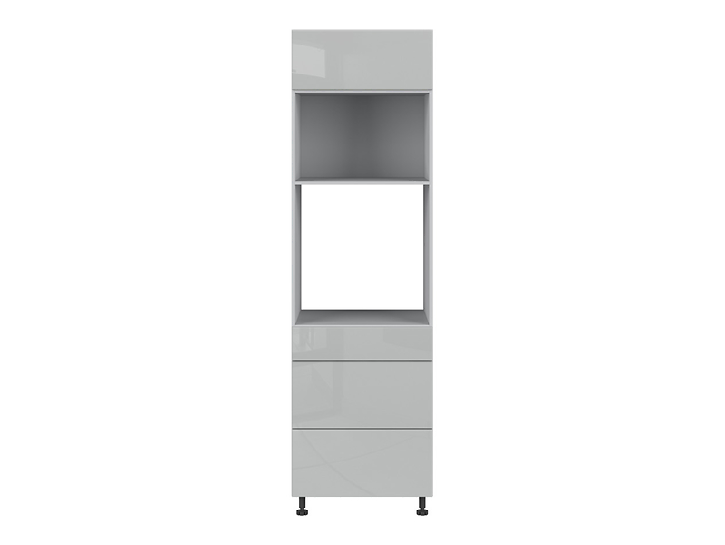 Szafka pod zabudowę piekarnika Top Line 60 cm z szufladami cichy domyk szary połysk