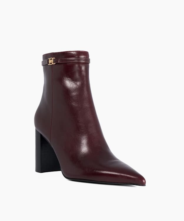 Prettier Burgundy - Leather Heeled Ankle Boots