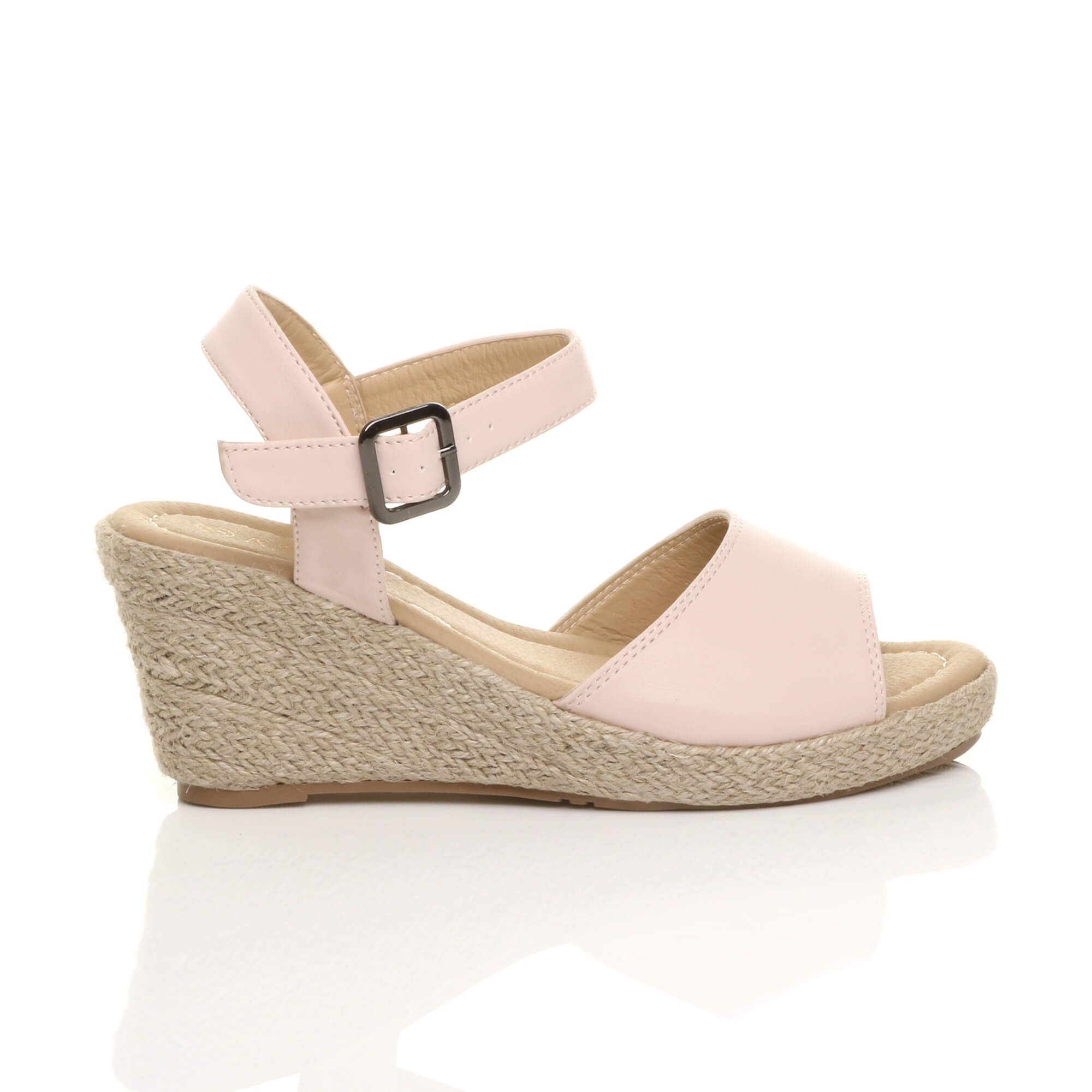 AJVANI Mid Wedge Heel Ankle Strap Espadrille Sandals