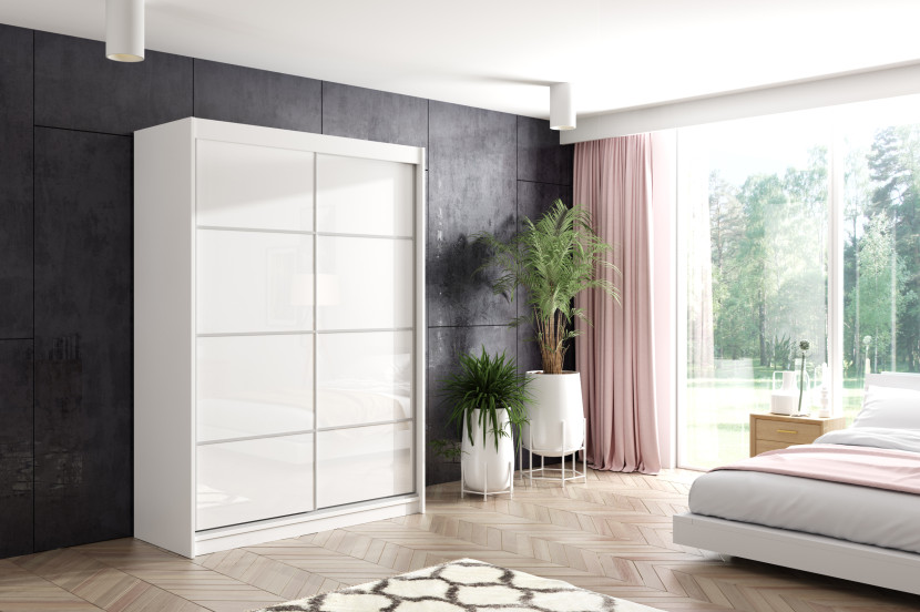 Szafa z drzwiami przesuwnymi Lacobel i LED 120 x 200 - VIVONA