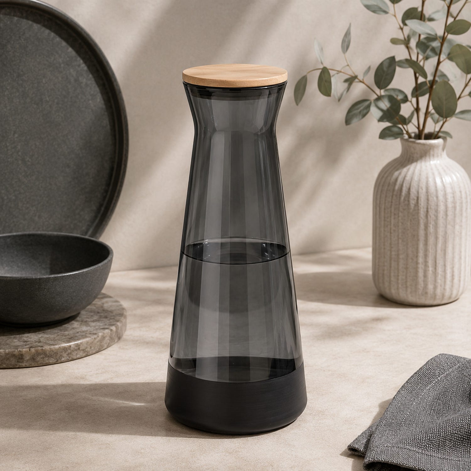 Caraffa vetro con coperchio 380 ml nero Blaze
