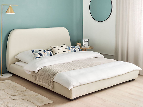 Lit avec sommier Tissu ROISEL 160 x 200 cm Beige clair