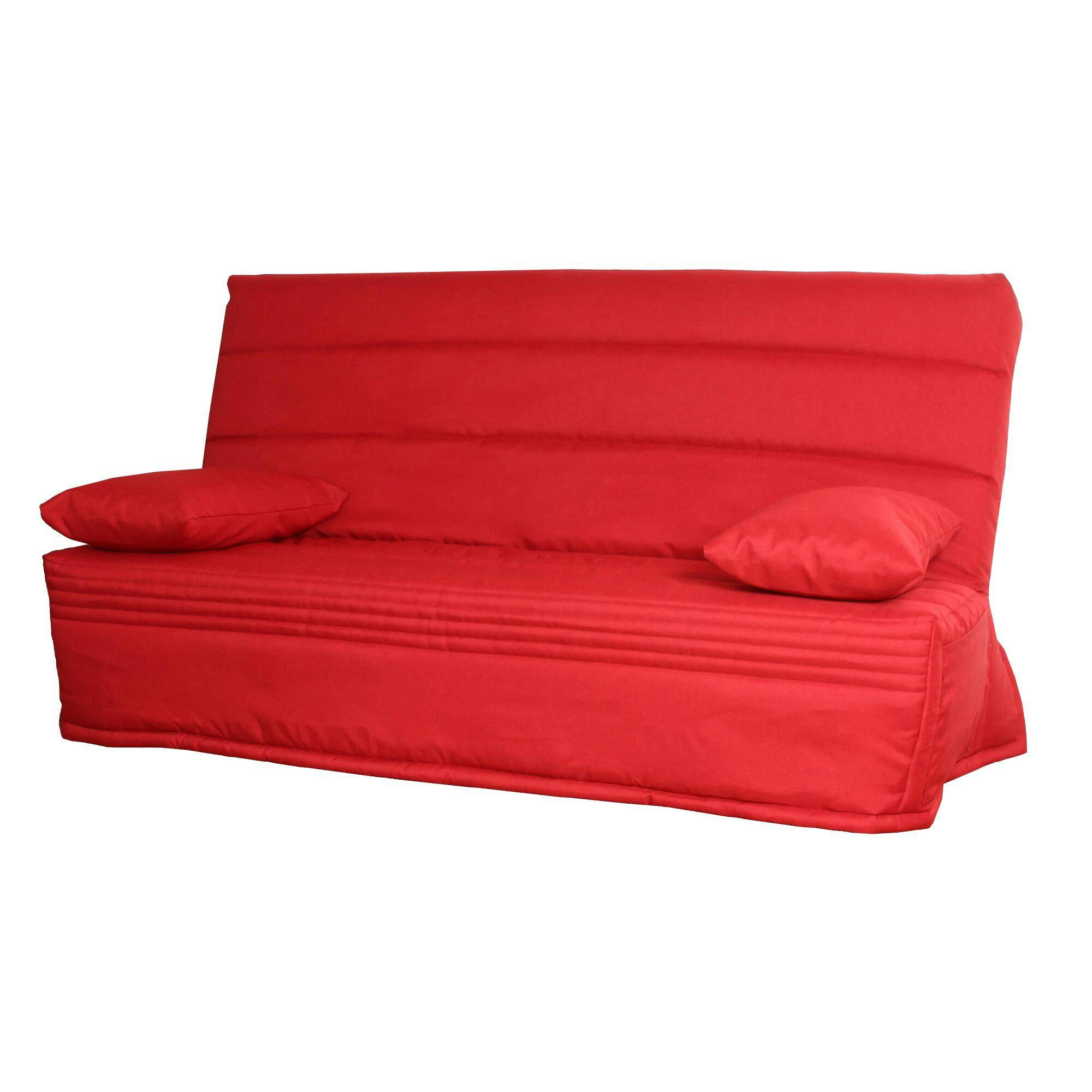 ORTENSE - Banquette clic-clac avec matelas en mousse rouge