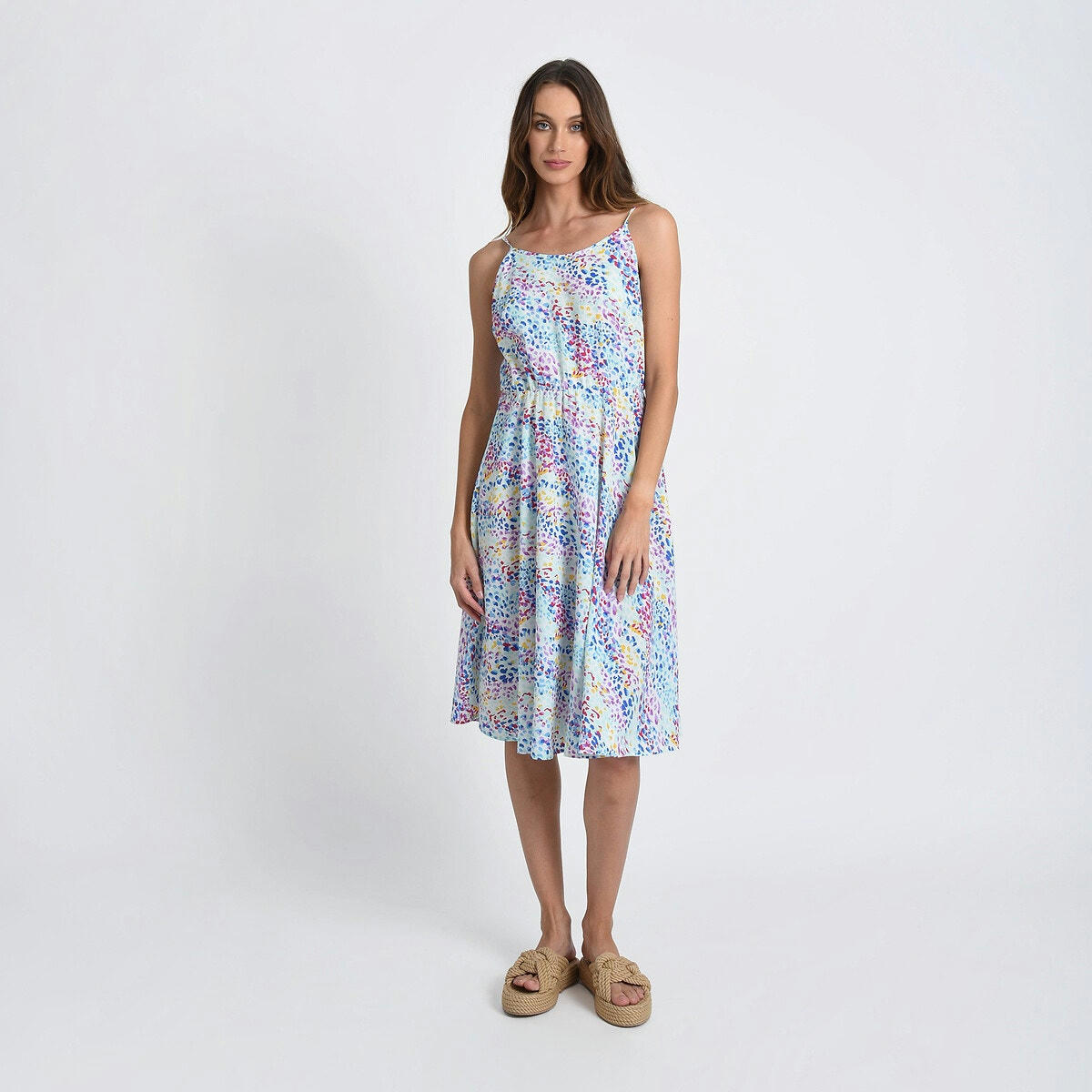Robe midi imprimé à bretelles