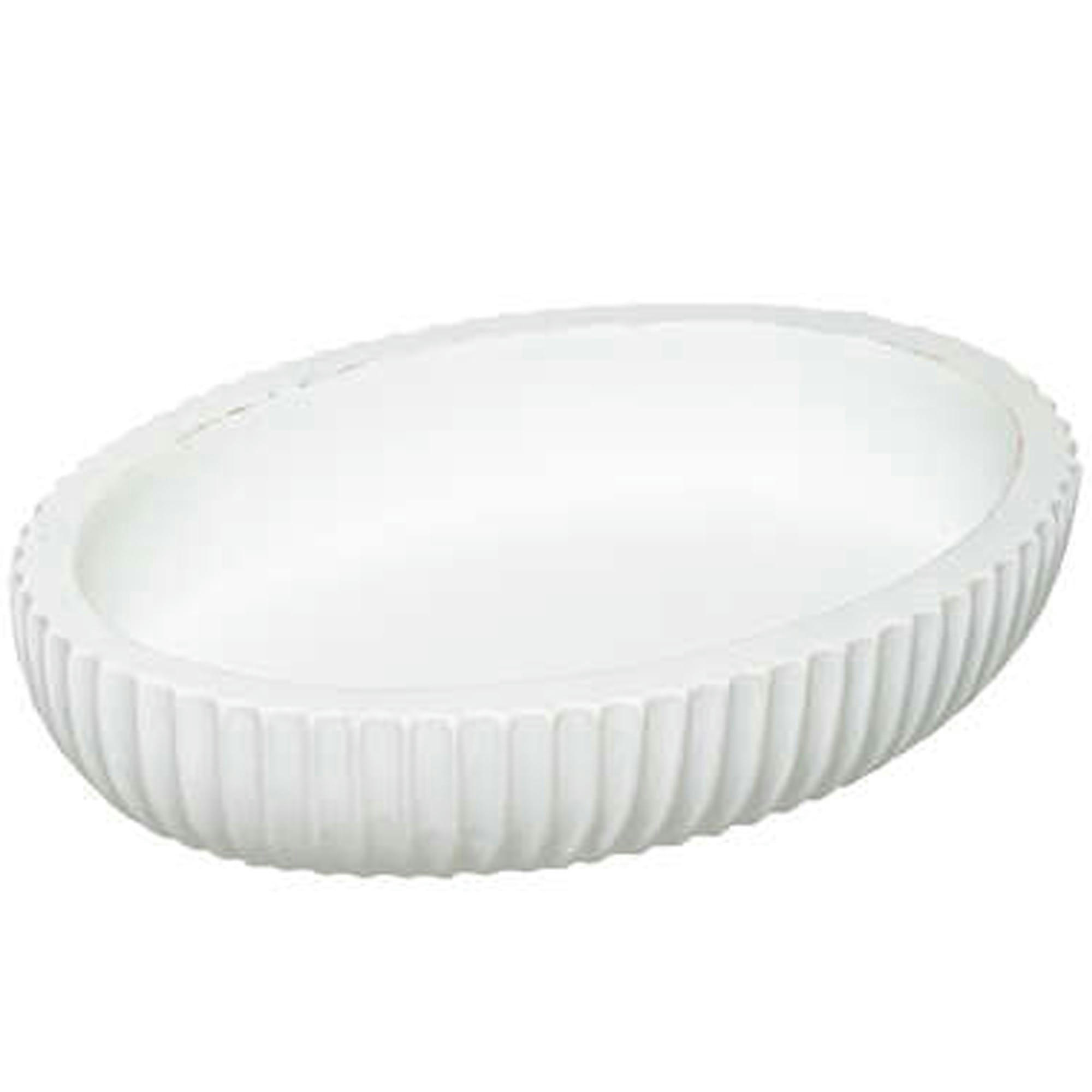 - Porte savon polyrésine blanc et bambou 12.5x9x2.5cm