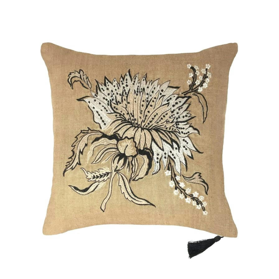 CALIFORNIE 1960 - - Coussin en lin pur lavé  Cardo ocre  45x45