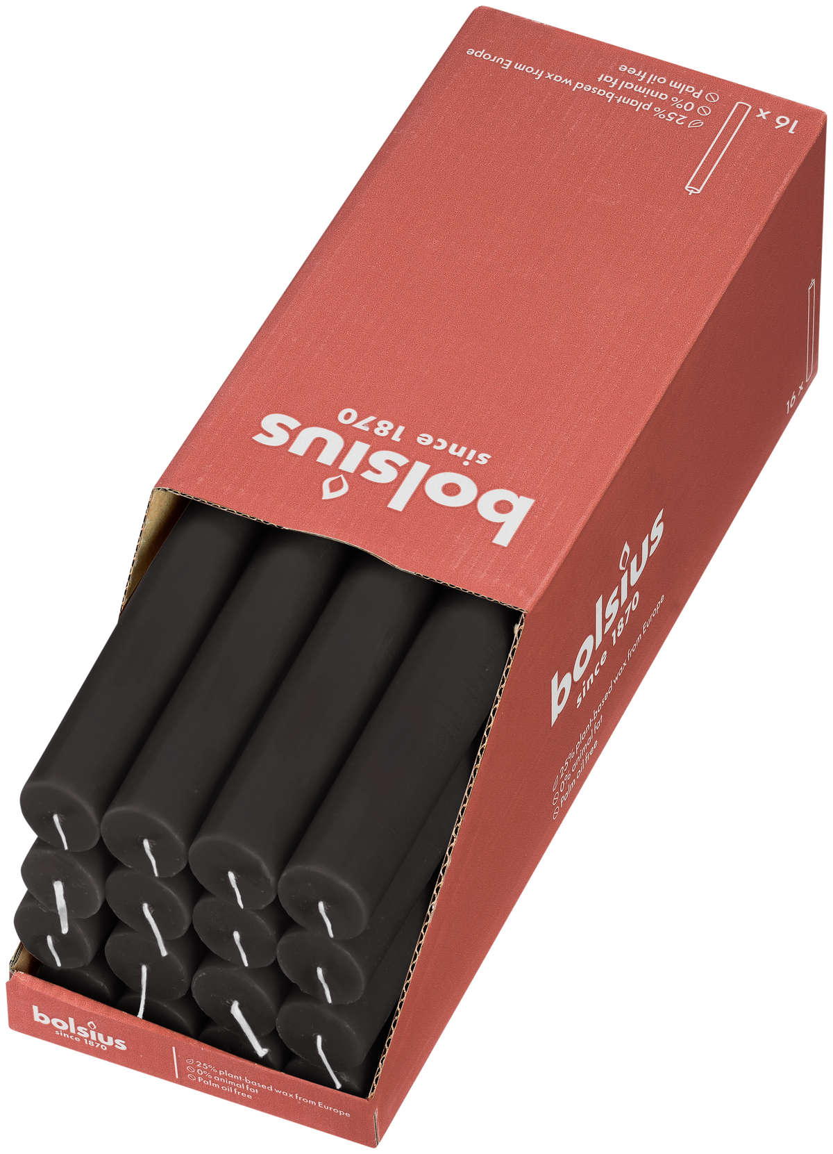 Bolsius dinerkaarsen rustiek - 27cm - antraciet