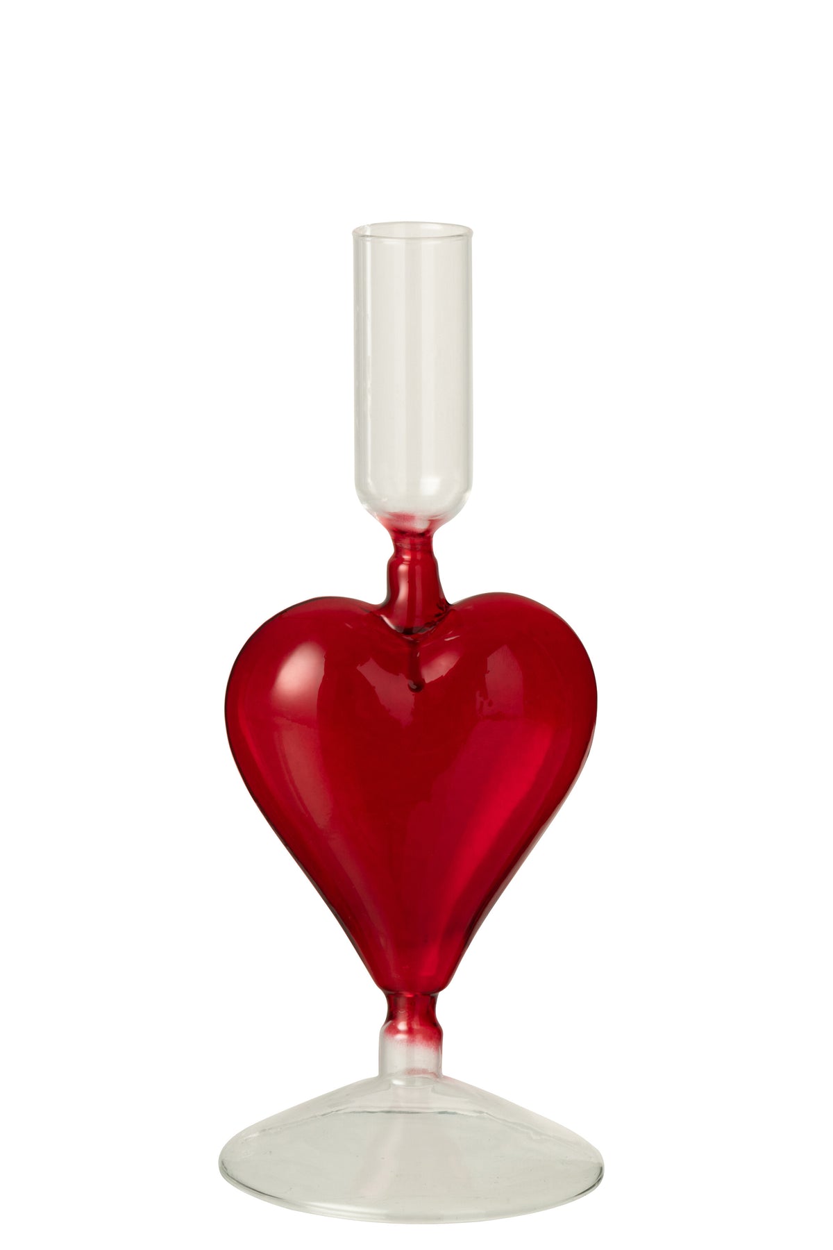 J-Line kaarshouder Hart - glas - transparant/rood