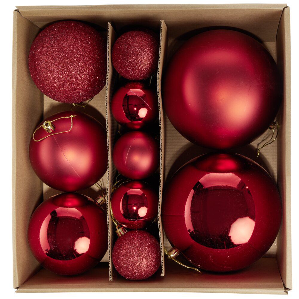 Boule de No&euml;l rouge x15