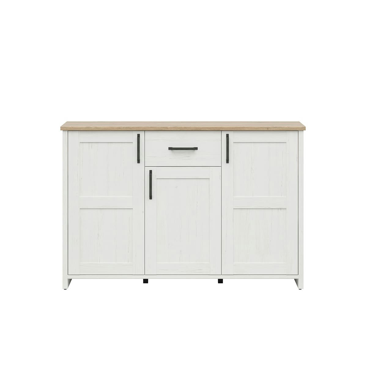 - Buffet 3 portes 1 tiroir blanc et naturel