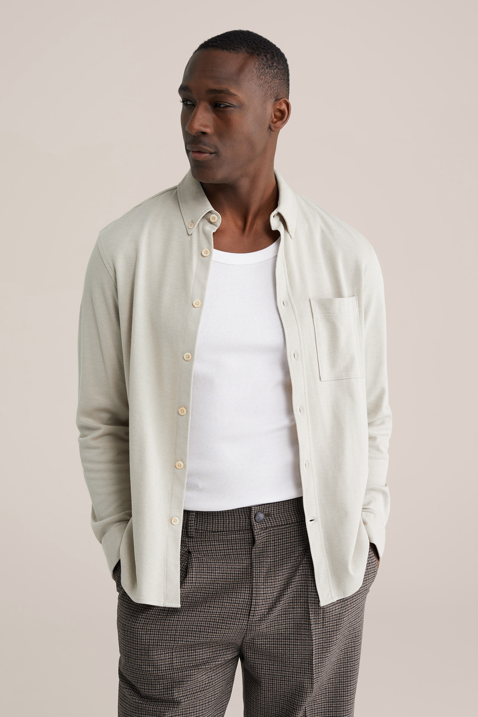 Heren regular fit gebreid shirt