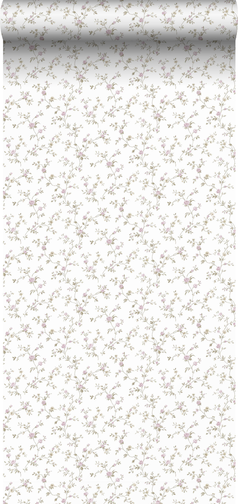 Sanders & Sanders behang bloemetjes vergrijsd groen, paars en wit - 53 cm x 10 m - 640405