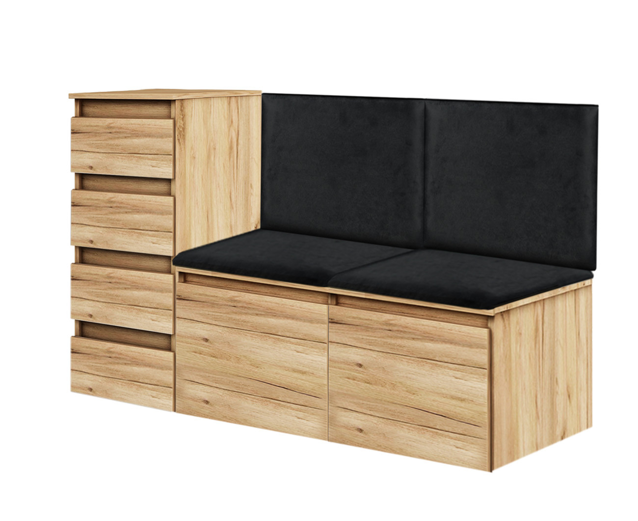 Zestaw Do Przedpokoju 2P2S(4S)Dąb Craft Złoty/Czarny 132X37X83,5 Cm Welur