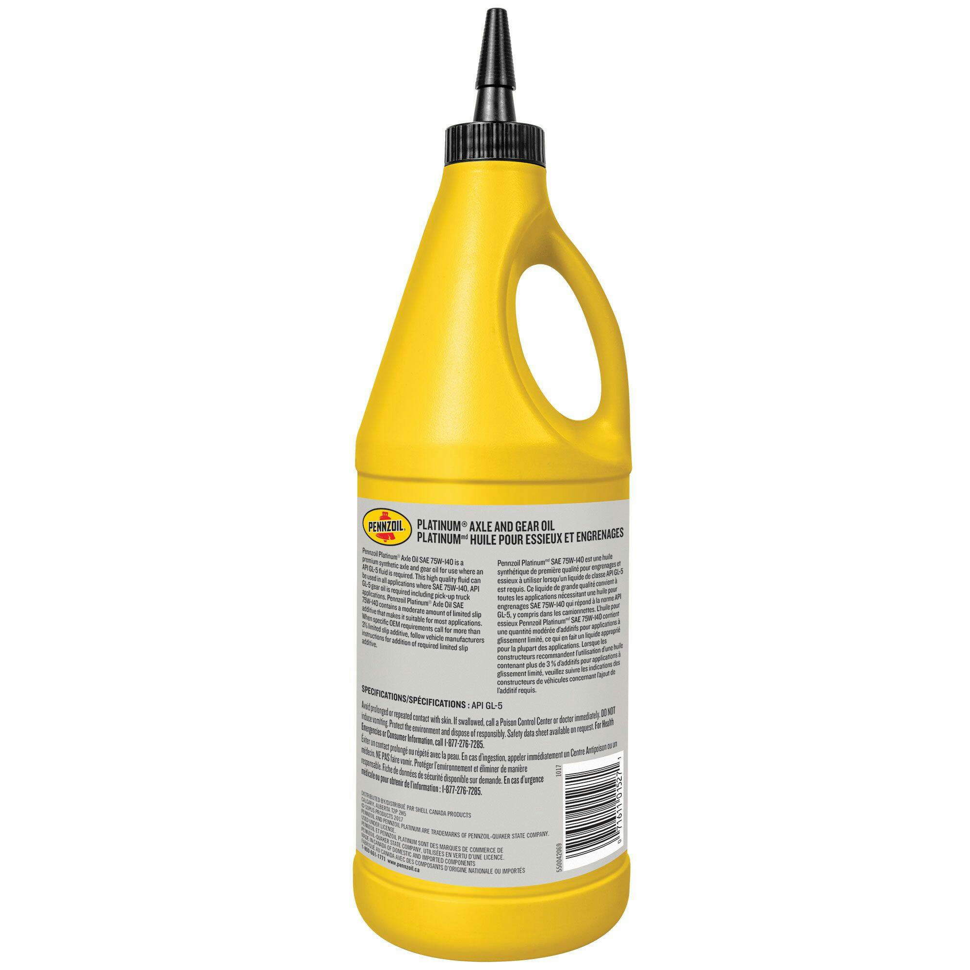 Pennzoil Full Synthetic Axle & Gear Oil 75W140, 946-mL