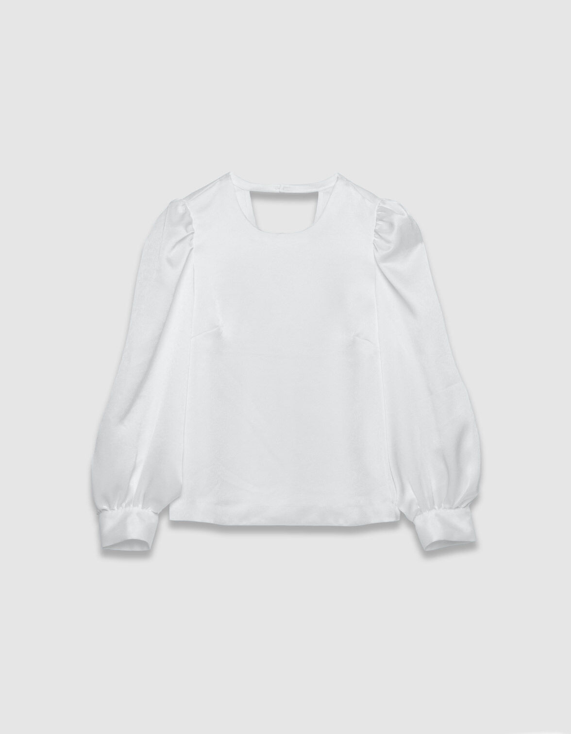 Blouse blanche satinée décolleté V dos Femme