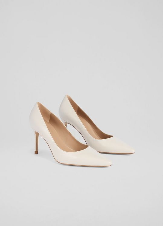 New Floret Cream Leather Pointed Courts