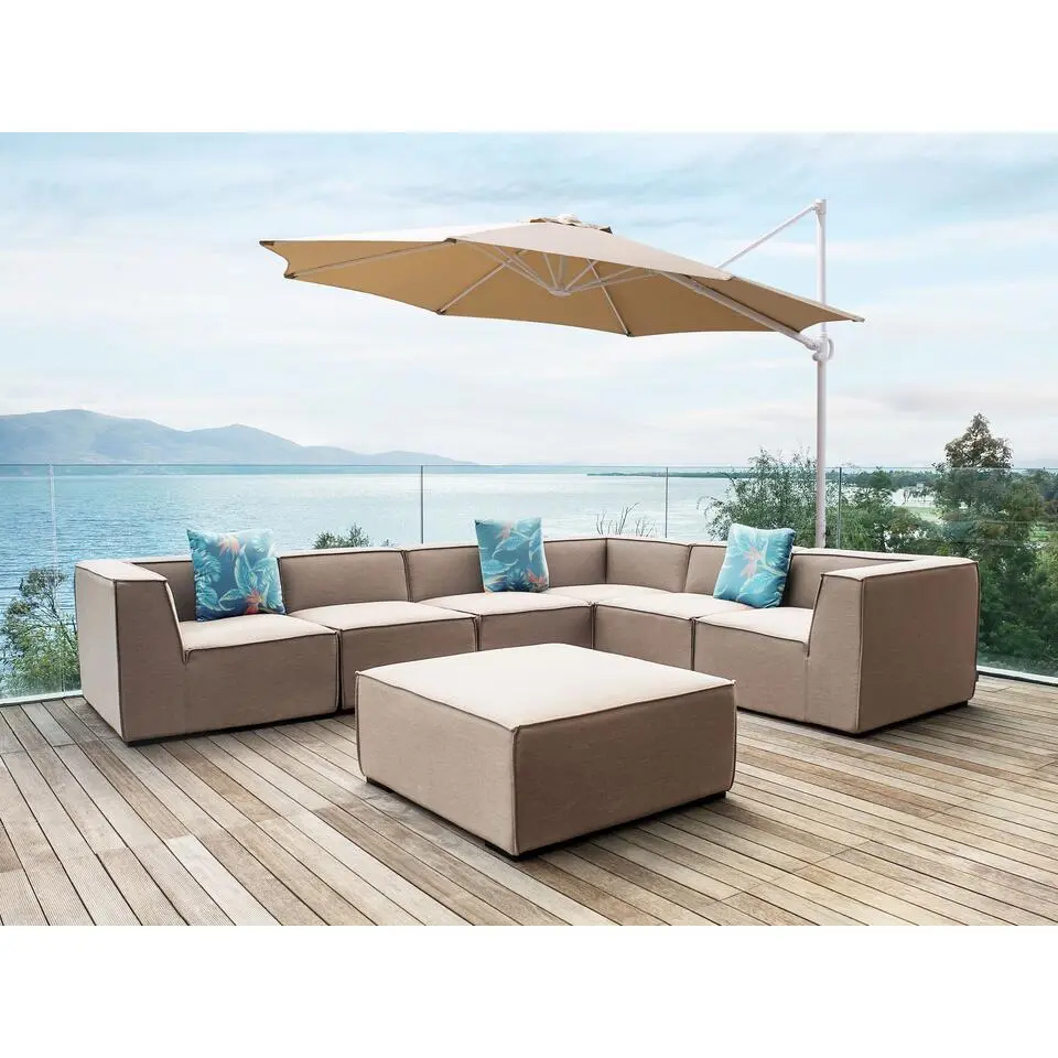 SAVONA II - Zweefparasol - Taupe/Wit - Polyester