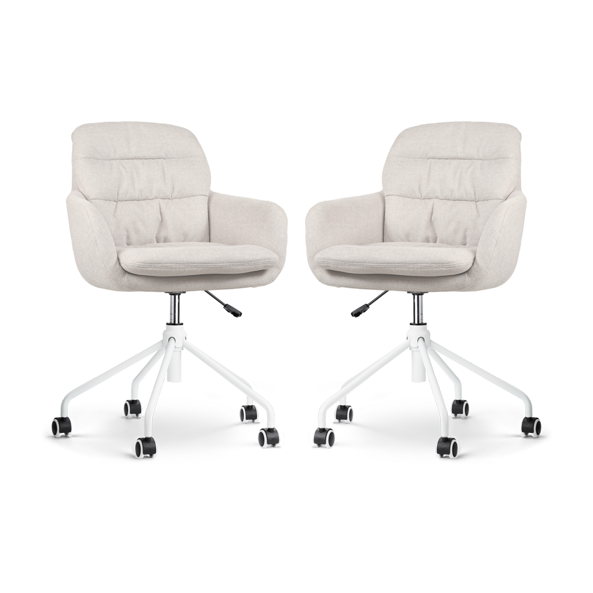 Nolon Nout-Mia Bureaustoelen Set van 2 - Beige - Wit Onderstel