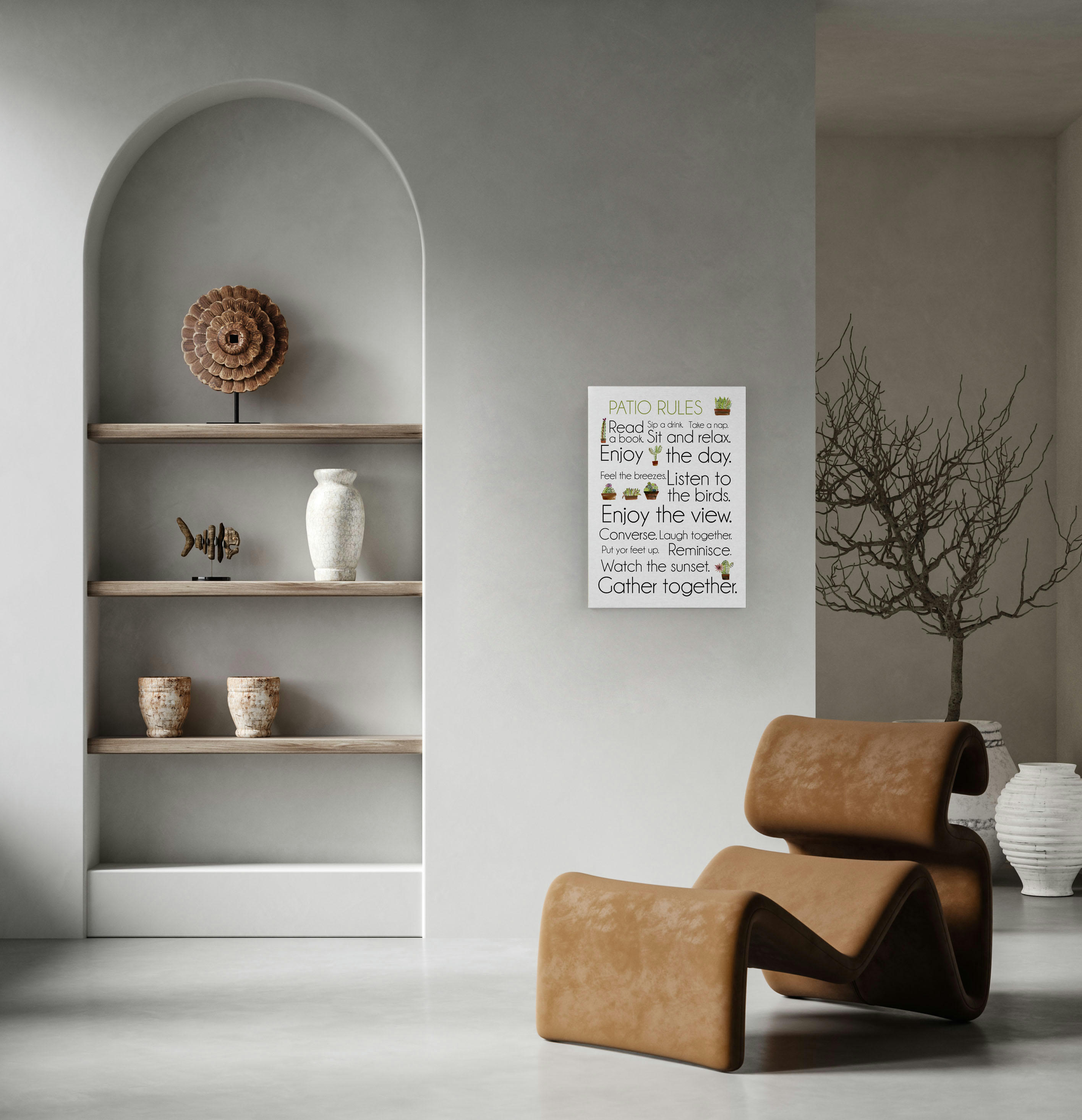 PATIO RULES - Peinture sur toile 60x40 imprimé HD règles cour patio