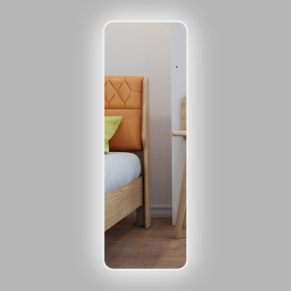 Full-Length Vanity Mirror in Silver with LED light Wall Mounted