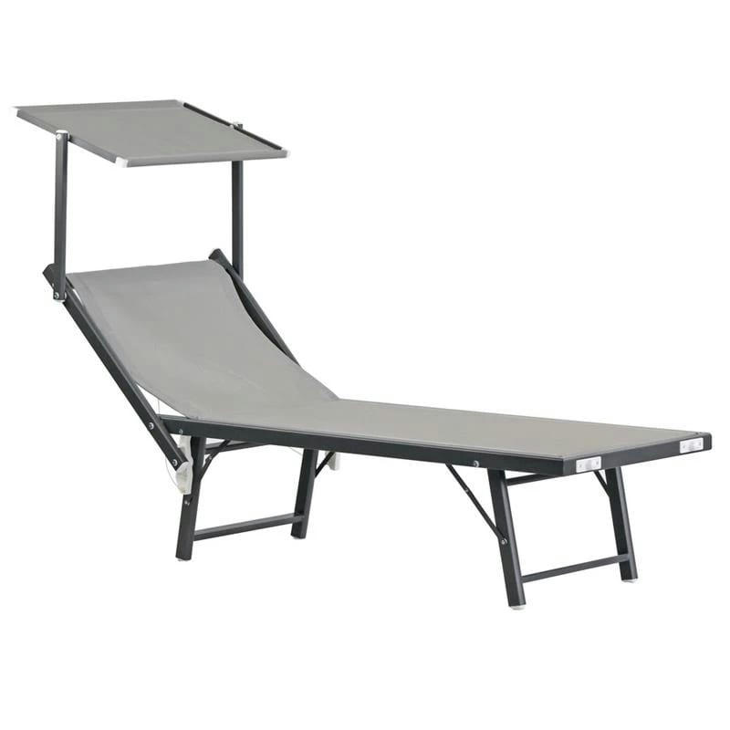 BAGNINO - Chaise longue de jardin et de plage grise