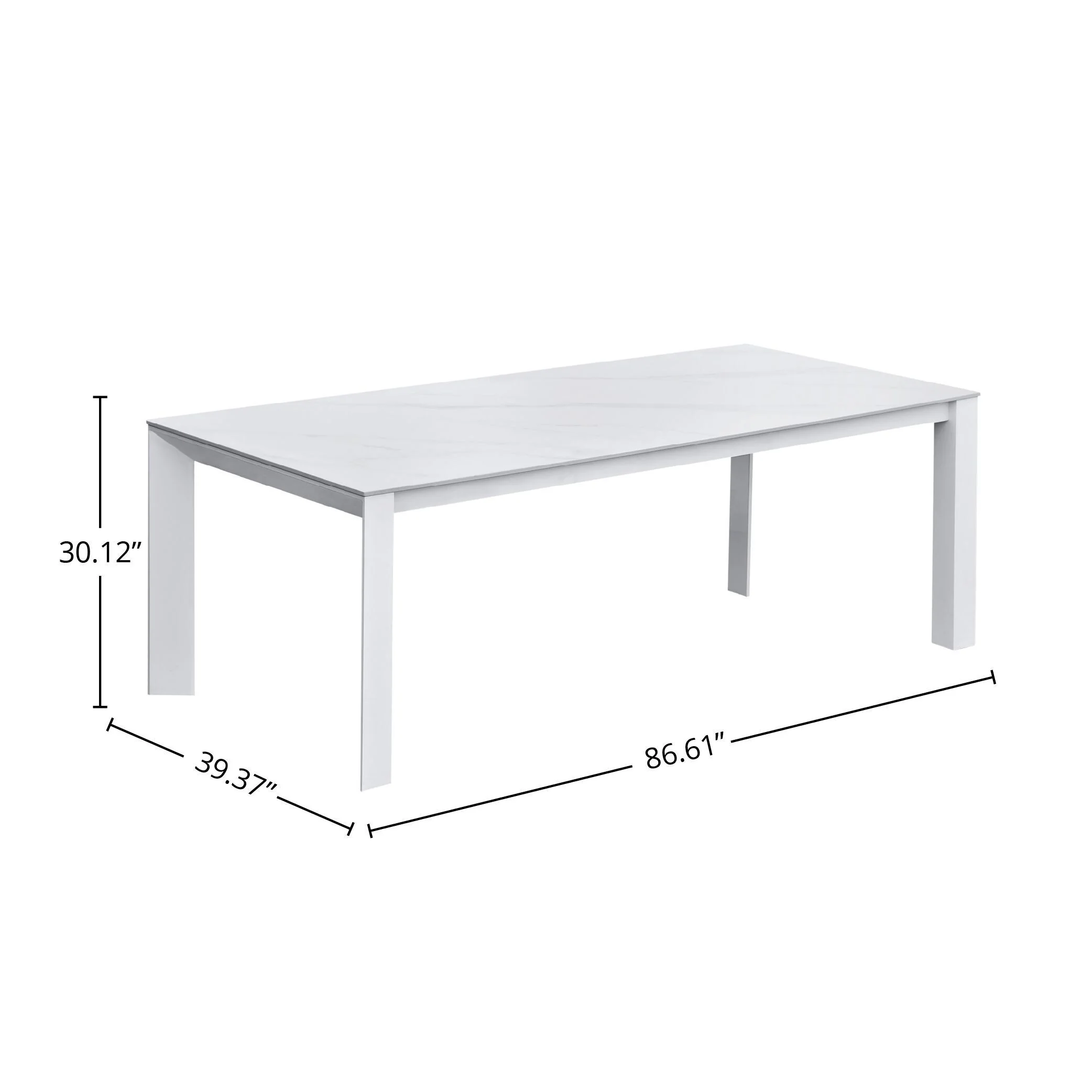 Alexa Outdoor Aluminum Dining Table, White